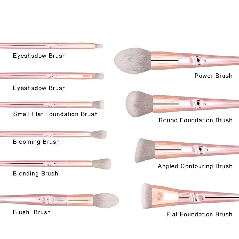 Rose Gold Makeup Brush Kit with Zip Bag
