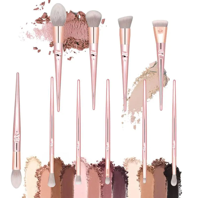 Rose Gold Makeup Brush Kit with Zip Bag